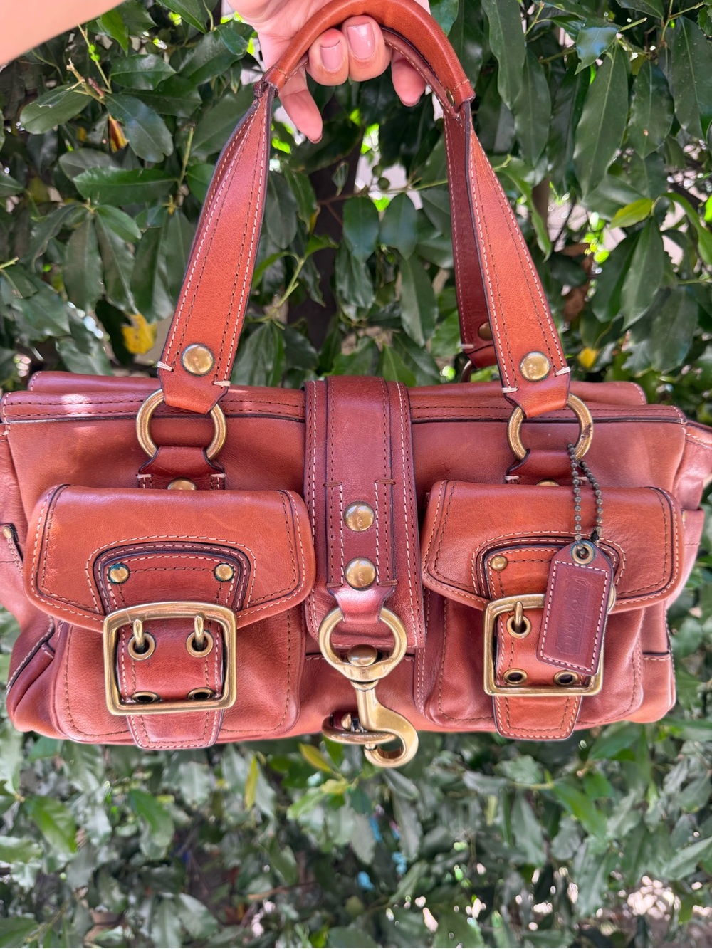 Coach Legacy 65th Anniversary Mandy Leather Satchel Handbag - whiskey color